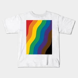 Philadelphia Rainbow Pride Flag (Proud LGBTQ+ Community Pride Flag) Slanted Wave Version Kids T-Shirt